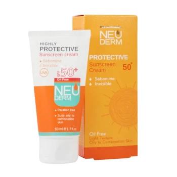 کرم ضد آفتاب فاقد چربی هایلی پروتکتیو نئودرم ⁺SPF۵۰ مناسب پوست های مختلط و چرب ۵۰ میلی لیتر