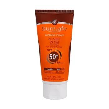 کرم ضد آفتاب SPF50 فاقد چربی سان سیف  ۵۰ میلی لیتر